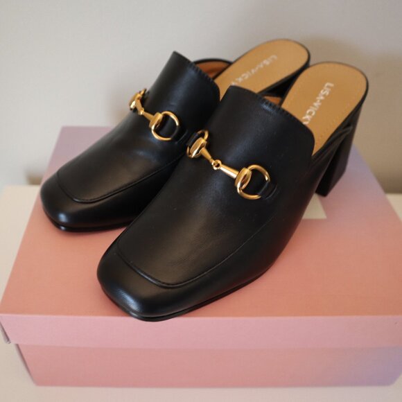 Lisa Vicky Shoes - Lisa Vicky Horsebit Mules Black Nappa Leather Size 8 New in Box